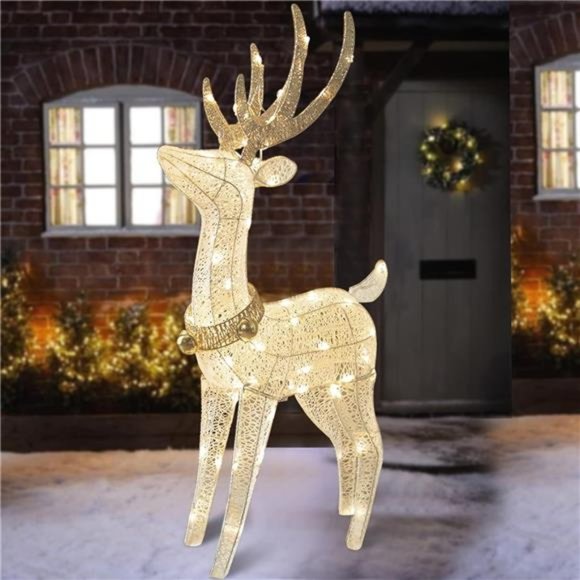 Garden Decor Lighted Reindeer with 70 Warm White Light, Patio Decor Light up - Picture 1 of 6